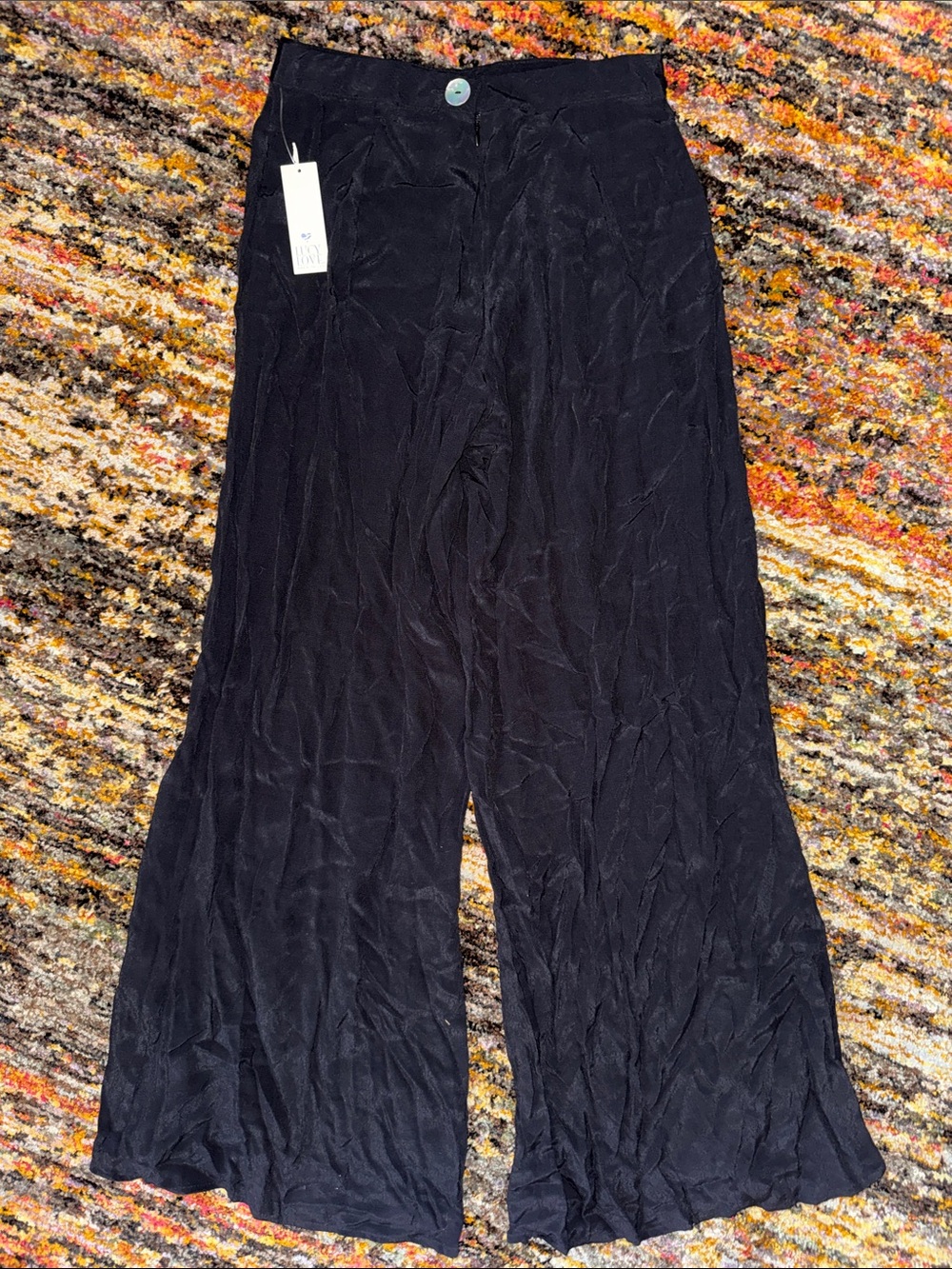 NEW Wide Leg Black Rayon Pants S